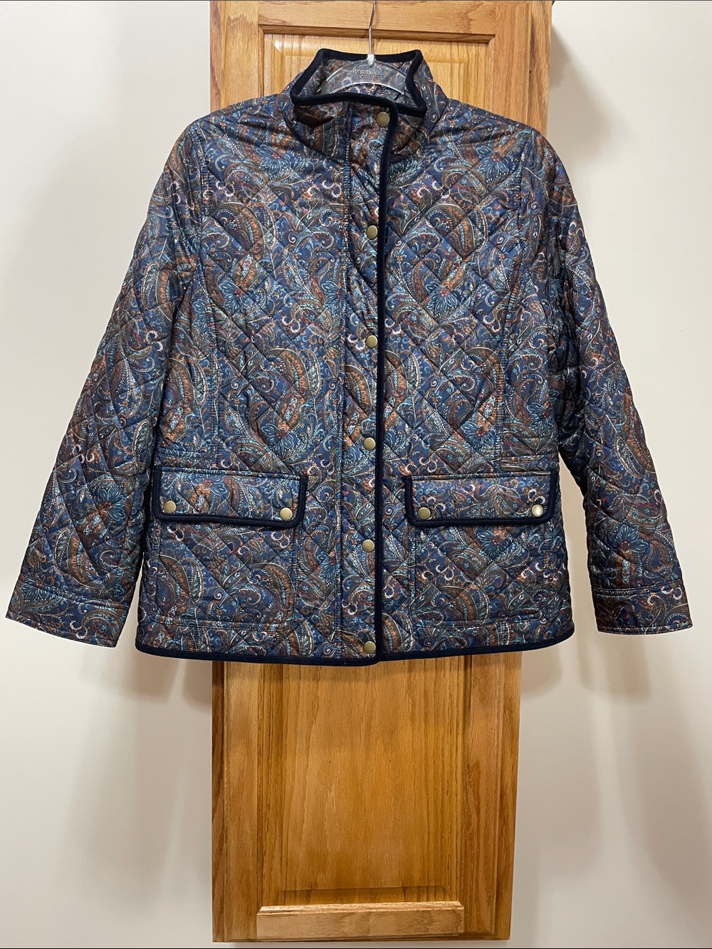 Talbots Quilted Paisley Jacket in Navy Multi Size Large Petite